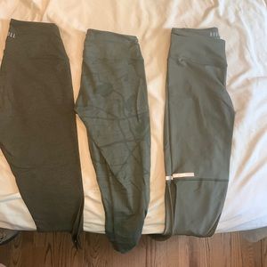 Lot of 3 pairs of NoBull, green-ish size small tights